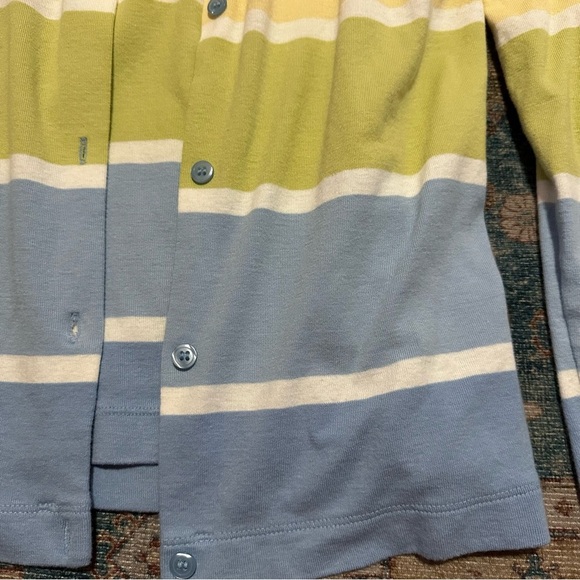 Two piece tank top and cardigan Blue, lime green, & yellow striped Size petite - Picture 6 of 8